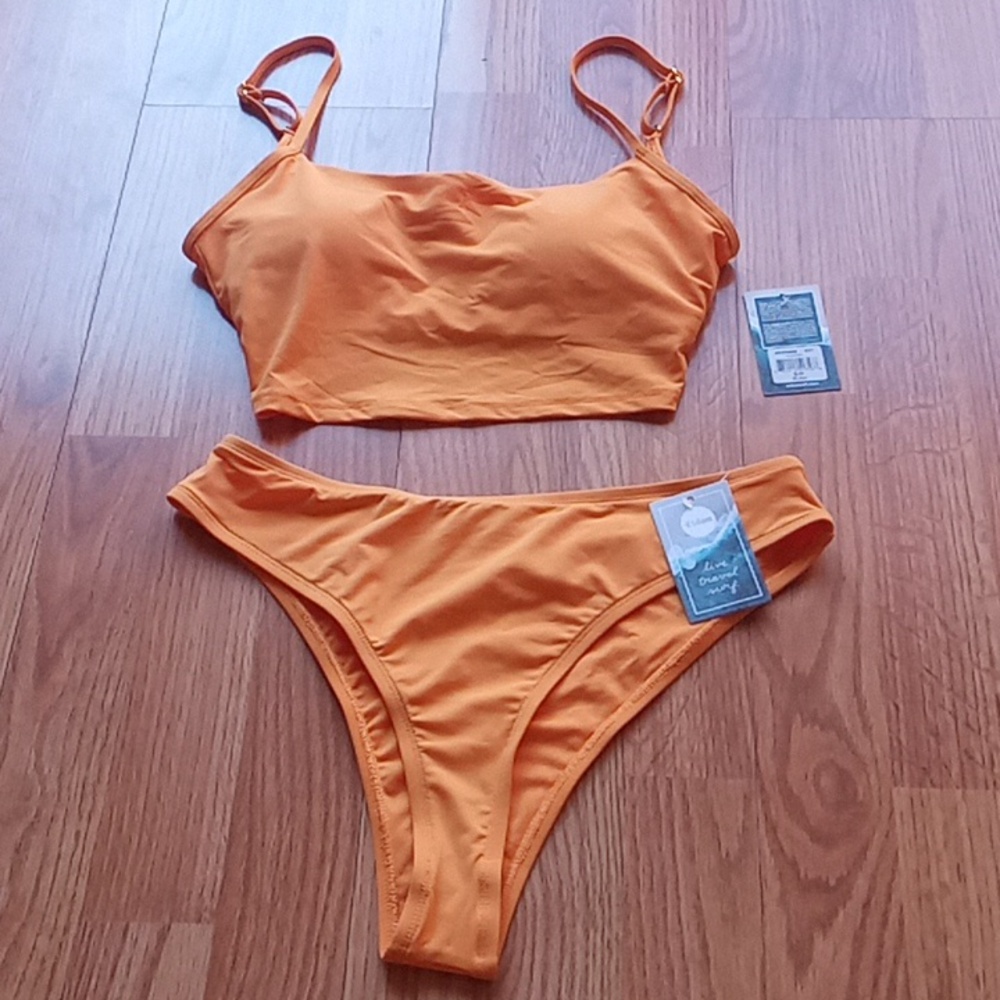 NWT Eidon Ladies 2 piece swimsuit bikini , orange, sz S